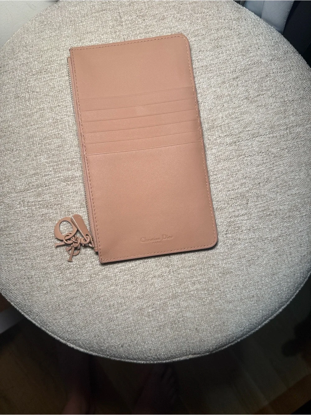 Dior Quilted Leather Zip Pouch - Nude Tan